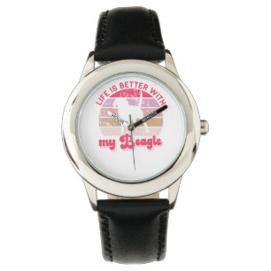 Life is Better with the Beagles Retro Vintage Dogs Watch