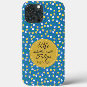 Life is better with Tulips - Blue yellow pattern iPhone 13 Pro Max Case