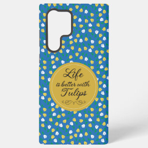 Life is better with Tulips - Blue yellow pattern Samsung Galaxy Case