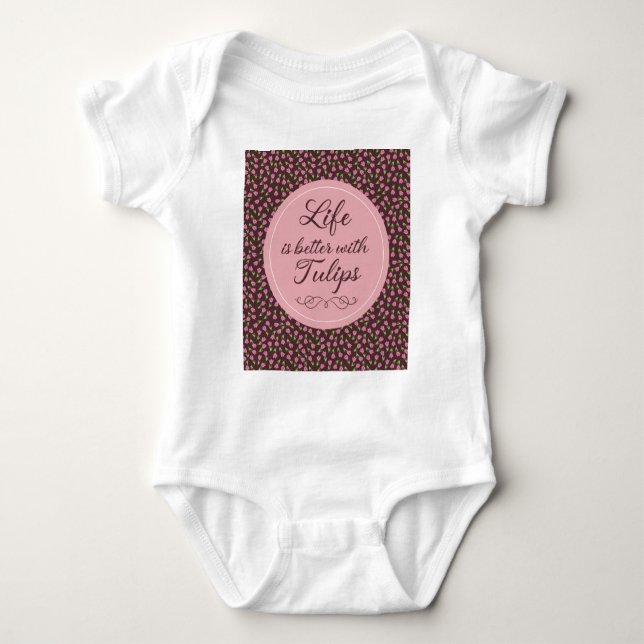 Life is better with Tulips - Patterns  Baby Bodysuit (Front)