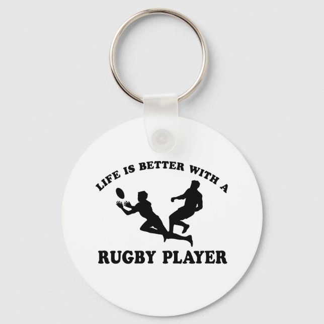 Life is better witha Rugby Player Key Ring (Front)