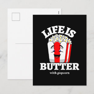 Life Is Butter With Popcorn Holiday Postcard