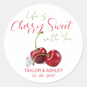 Life Is Cherry Sweet Engagement Classic Round Sticker