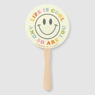 Life Is Cool Happy Smiling Face Emoji Hand Fan