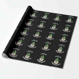 Life Is Ferntastic Funny Fern Plant Pun Dark BG Wrapping Paper