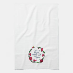 Life is Fragile Handle with Prayer Poppy Wreath Tea Towel