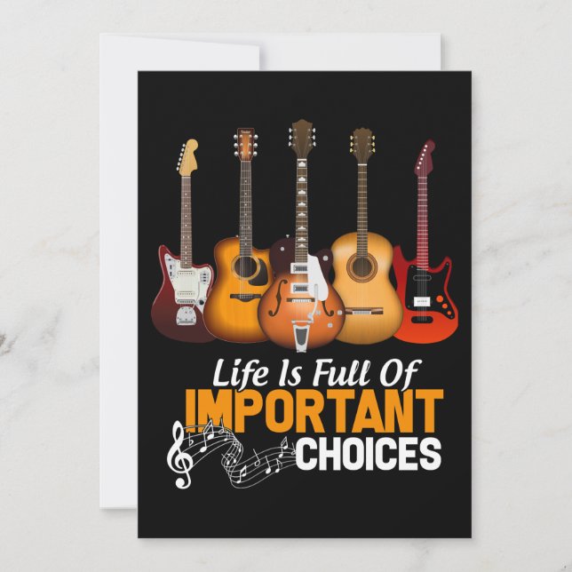 Life is full of important choice guitar thank you card (Front)
