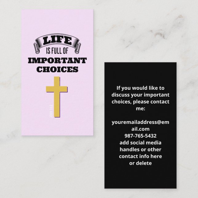 LIFE IS FULL OF IMPORTANT CHOICES Evangelism Business Card (Front/Back)