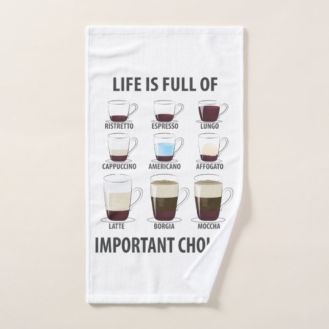Life is Full of Important Choices - Funny Coffee Hand Towel (Hand Towel)