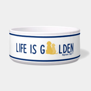 Life is Golden Ceramic Dog Bowl - White