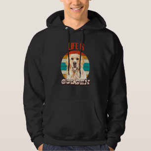 Life Is Golden Funny Golden Retriever Retro Dog Lo Hoodie