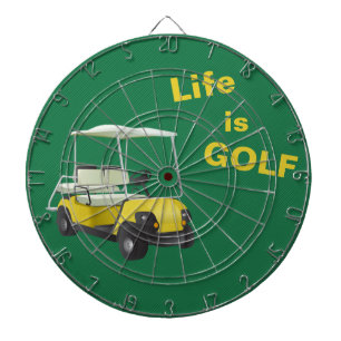 Life is Golf Cart Green Yellow Dartboard