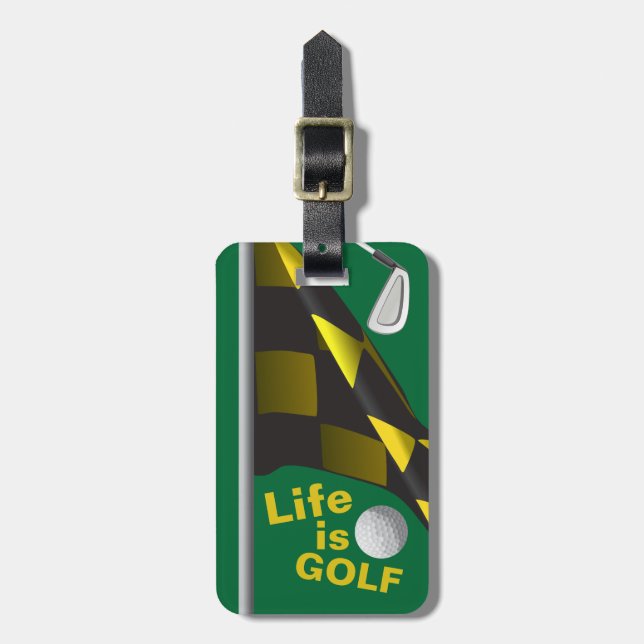 Life is Golf Flag Personalised Bag Tag (Front Vertical)