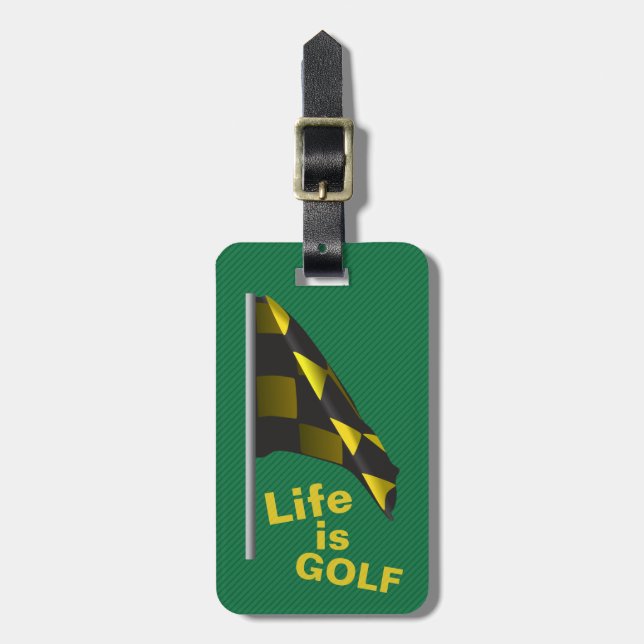 Life is Golf Flag Personalised Bag Tag (Front Vertical)