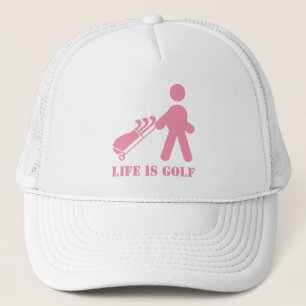 Life is Golf Golfer Pink White Women's Ball Cap