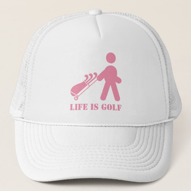Life is Golf Golfer Pink White Women's Ball Cap (Front)