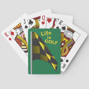 Life is Golf Green Yellow Flag Playing Cards