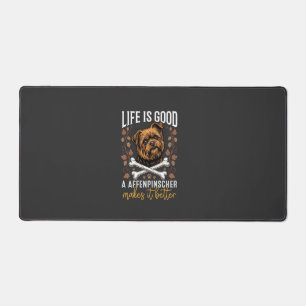 Life Is Good Affenpinscher Dog Crossed Bones Desk Mat