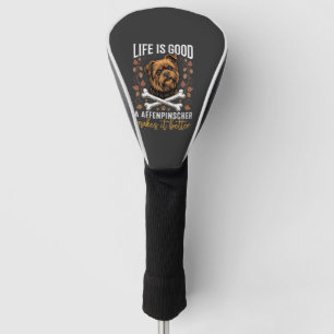 Life Is Good Affenpinscher Dog Crossed Bones Golf Head Cover