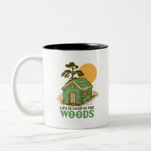 Life is Good in The Woods Two-Tone Coffee Mug