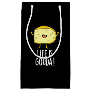 Life Is Gouda Funny Positive Cheese Pun Dark BG Small Gift Bag