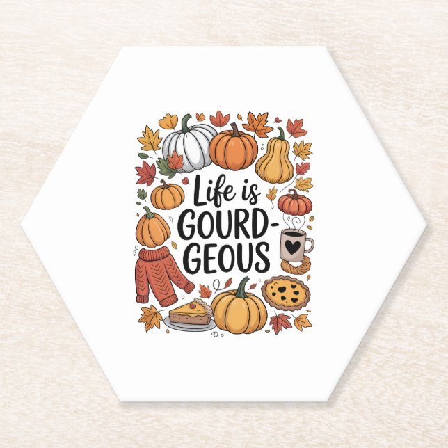 Life is Gourd-geous Fall Paper Coaster (Front)