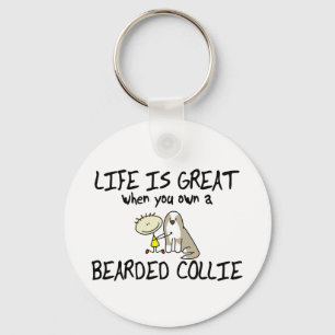 Life is Great Bearded Collie Keychain (Fawn)