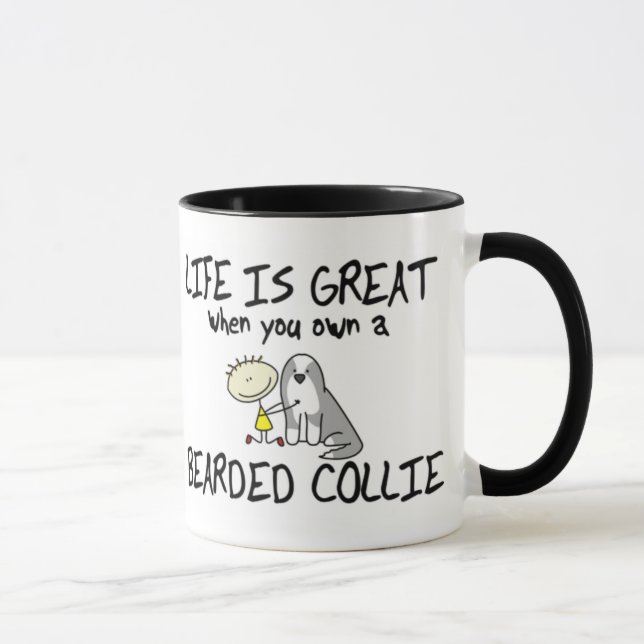 Life is Great Bearded Collie Mug (Right)
