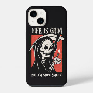 Life Is Grim Funny Grim Reaper Funny Sarcastic Pun iPhone 14 Case