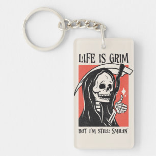 Life Is Grim Funny Grim Reaper Punny  Key Ring