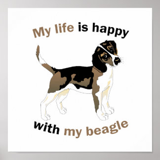 Life is happy with my beagle poster