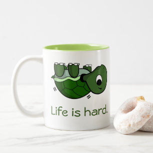Life is Hard - Be Nice, Struggling Turtle T-Shirt Two-Tone Coffee Mug