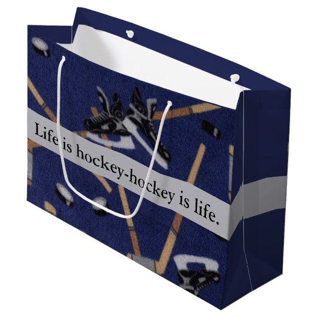 Life is Hockey Large Gift Bag (Front Angled)