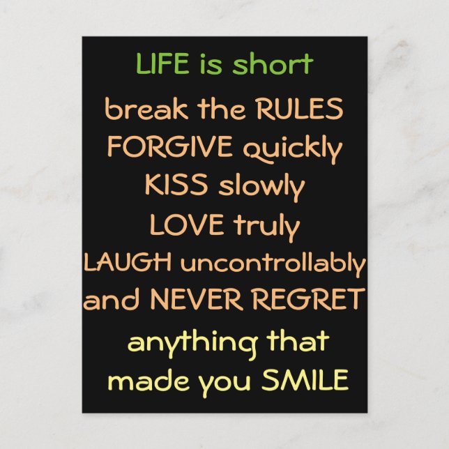 life is hort postcard (Front)