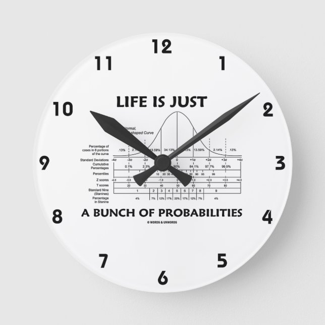 Life Is Just A Bunch Of Probabilities (Stats Fun) Round Clock (Front)