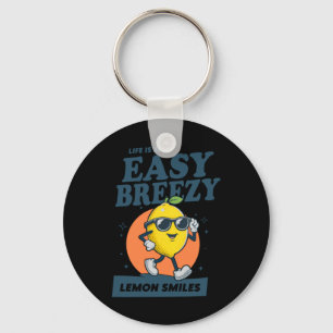 Life Is Just Easy Breezy Lemon Smiles Design Key Ring