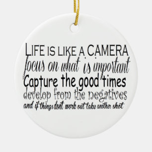 Life is like a camera ceramic tree decoration