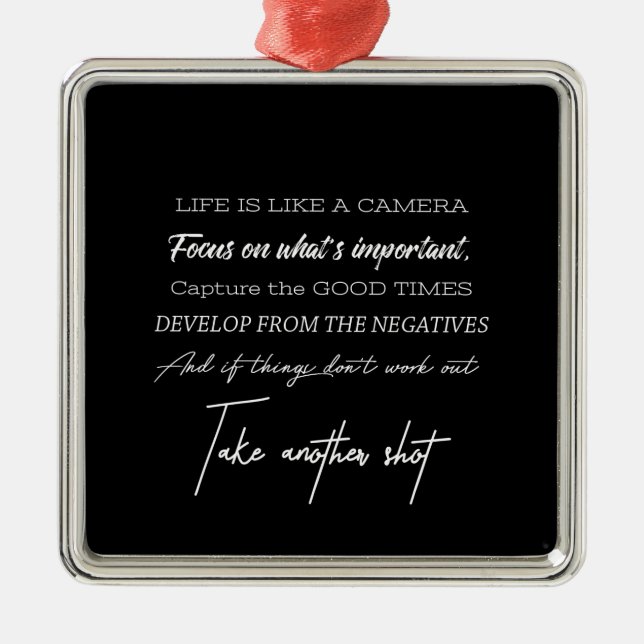 life is like a camera metal tree decoration (Front)