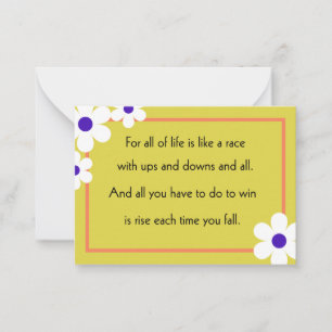 Life Is Like A Race quote note card