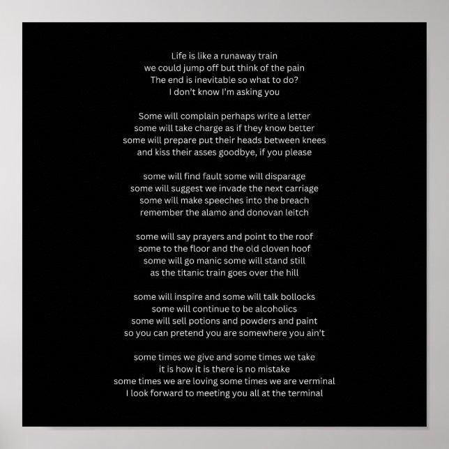 Life is like a Runaway Train  Poster (Front)