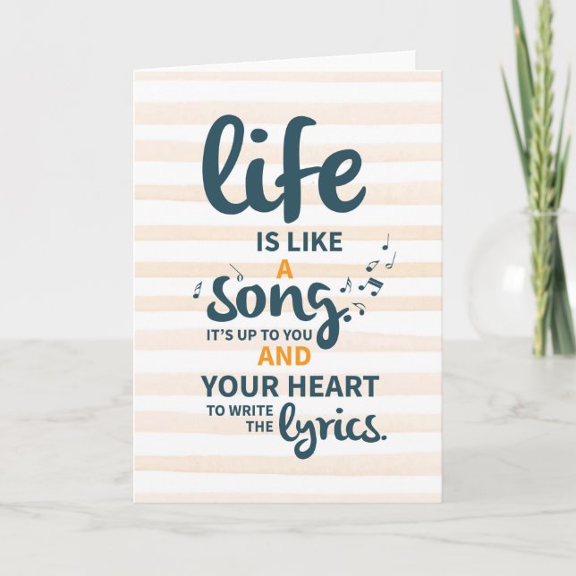 Life is Like a Song Encouragement Success Life Tip Card (Front)