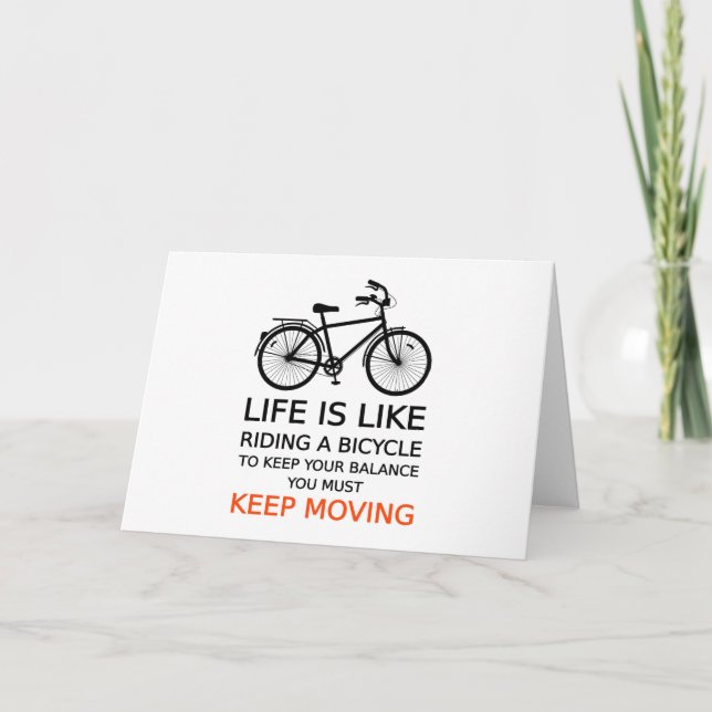life is like riding a bicycle, word art, text card (Front)