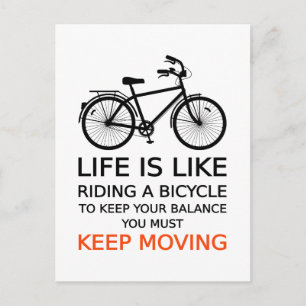 life is like riding a bicycle, word art, text postcard