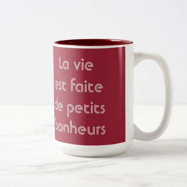 Life Is Made Of Small Pleasures French Quote Two-Tone Coffee Mug (Right)