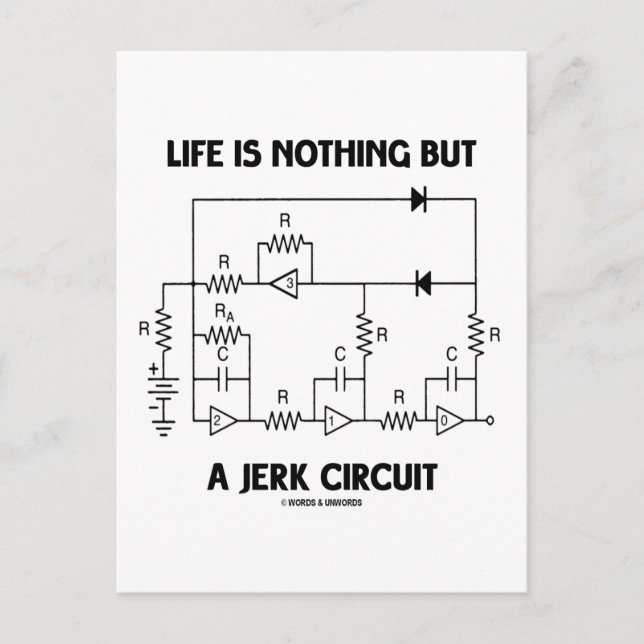 Life Is Nothing But A Jerk Circuit (Physics Humour Postcard (Front)