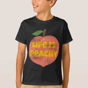 Life Is Peachy Retro Style Distressed Funny Fruit  T-Shirt