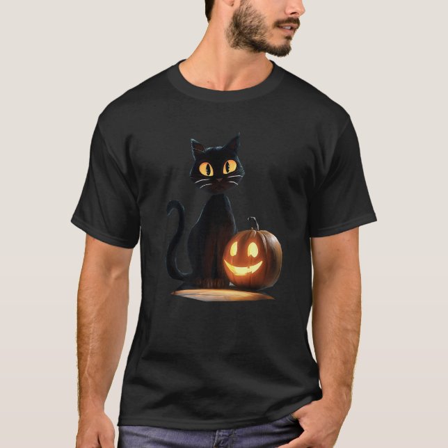 Life is Really Good Halloween Cat Pumpkin for Men  T-Shirt (Front)