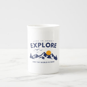 Life is Short and the World is Wide Explore Quote Bone China Mug