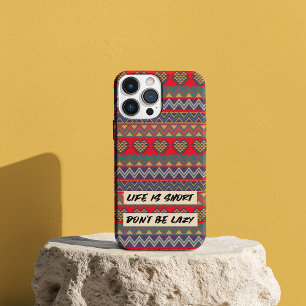 Life Is Short, Don’t Be Lazy – Geometric Heart Case-Mate iPhone 14 Case