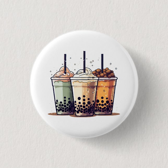 Life is short, drink the boba 3 cm round badge (Front)